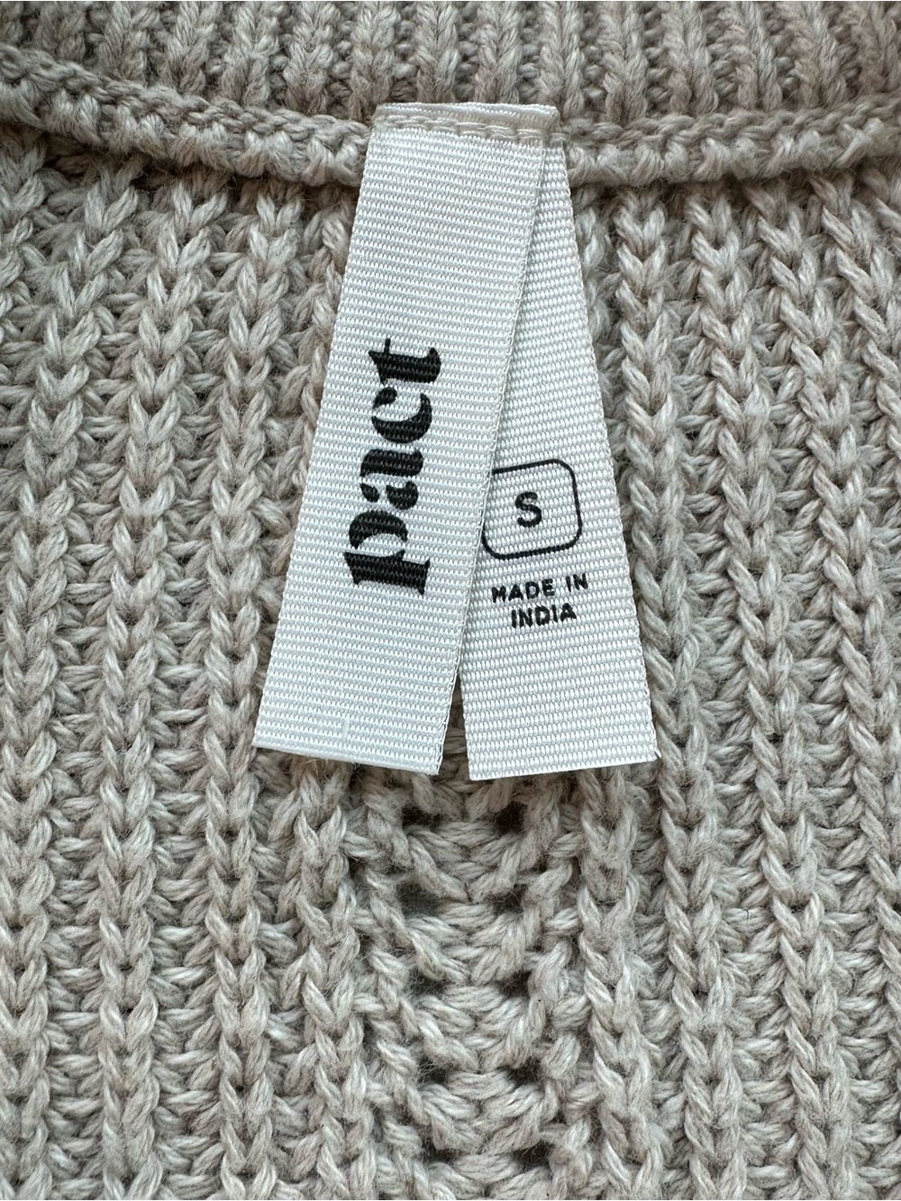 PACT Women’s Luxe Knit Henley Sweater Size S 100% Organic Cotton Beige - Picture 5 of 14